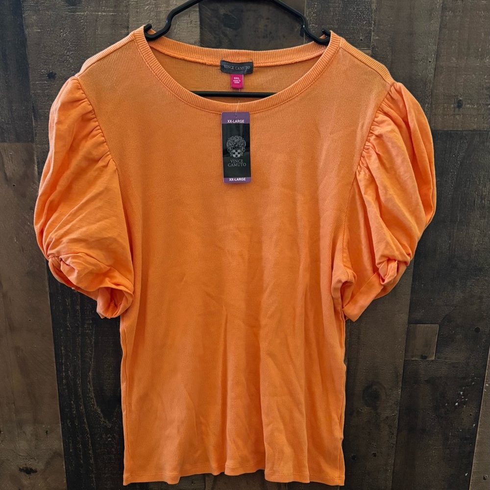 Women’s Sz XXL VINCE CAMUTO Orange Puff-Sleeve Women's Top NWT